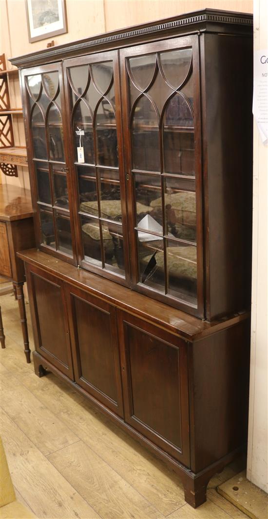 A George II and later mahogany bookcase in two parts W.145cm